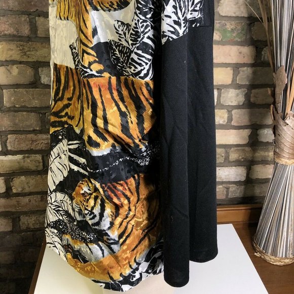 VTG Tiger Graphic Top Cardigan Blazer Open With Handkerchief Shoulder Pads USA - Picture 2 of 6